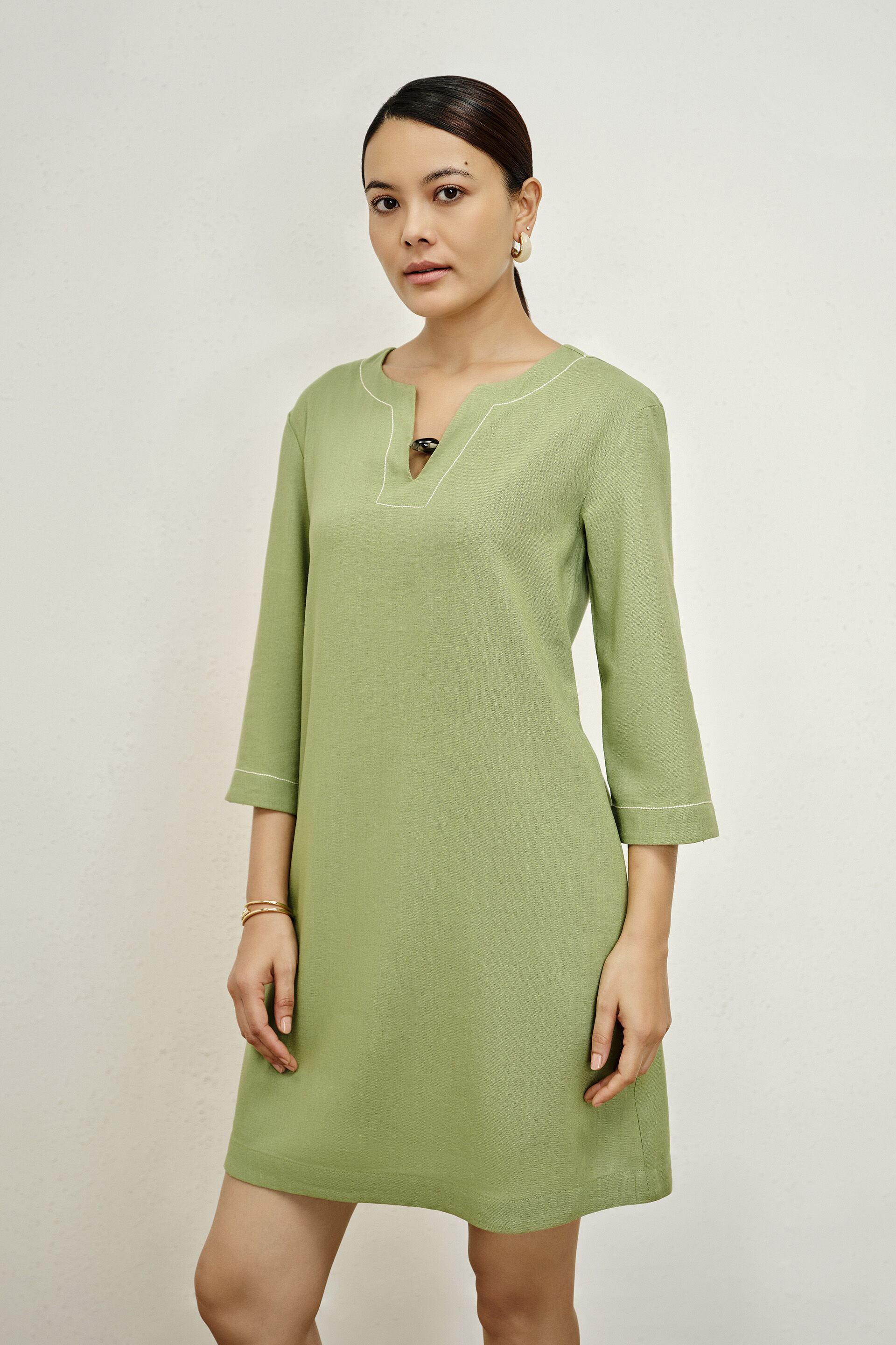 Solid Shift Dress in Sage Green, Sage Green, image 2